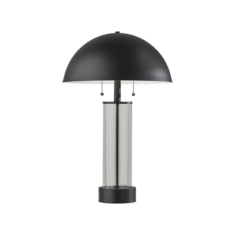 Troy Table Lamp Black & Clear Glass