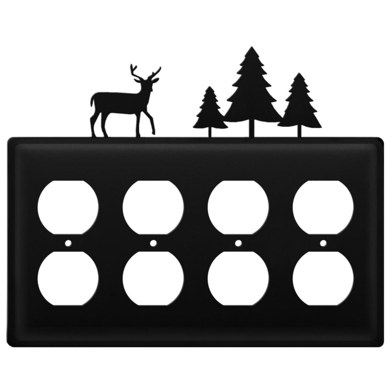 Village Wrought Iron EOOOO-203 Quad Deer & Pine Trees Quad Outlet Cover CUSTOM Product