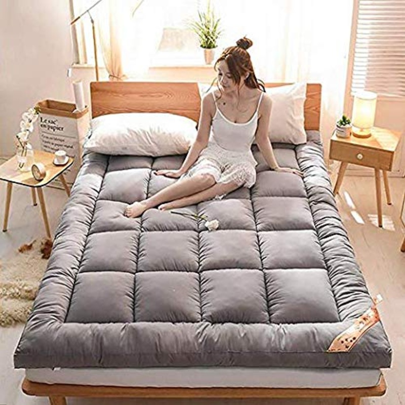 WSZGR Pieghevole Giapponese Tappetinotress Tatami Tappetino 100% Cotone Traspirante Futon Shikibuton,Materasso Futon Grigio Grigio 150x200cm/59x79inch