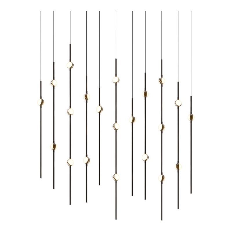Aries 36″ Rectangle LED Pendant Espresso Black with White Optical Acrylic 2200K 10′ Adjustable Cord