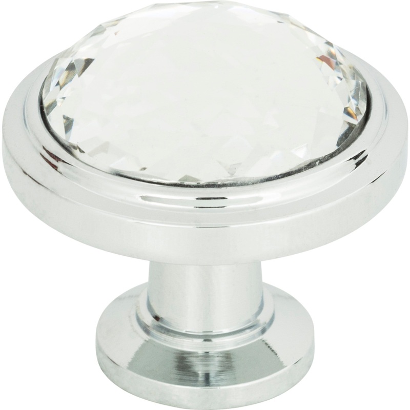 Atlas Homewares Legacy Crystal Round Knob 1 5/16 Inch Polished Chrome