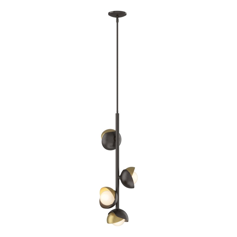 Brooklyn 4-Light Double Shade Vertical Pendant Oil Rubbed Bronze Modern Brass