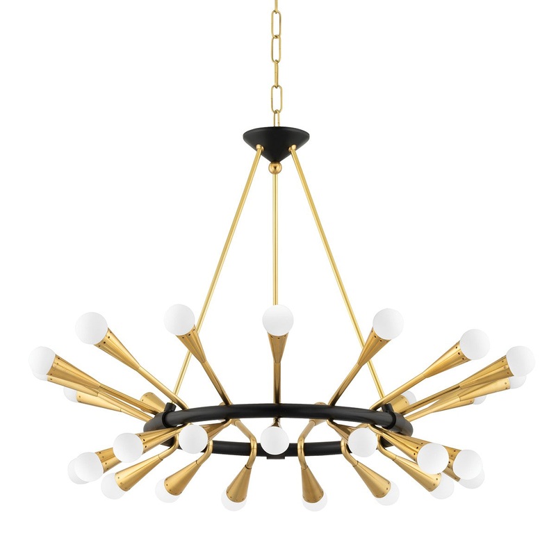 Corbett Lighting 401-30-VPB/BBR Aries 30 Light Chandelier Vintage Polished Brass/Deep Bronze