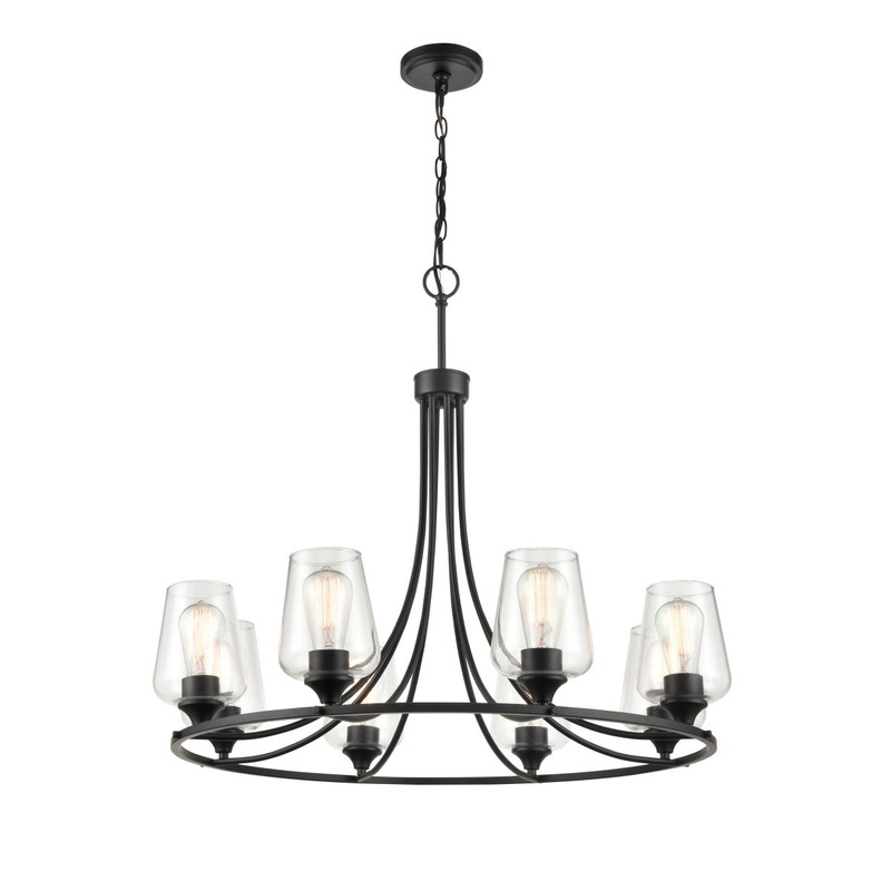 Eight Light Chandelier from the Ashford Collection in Matte Black Finish by Millennium