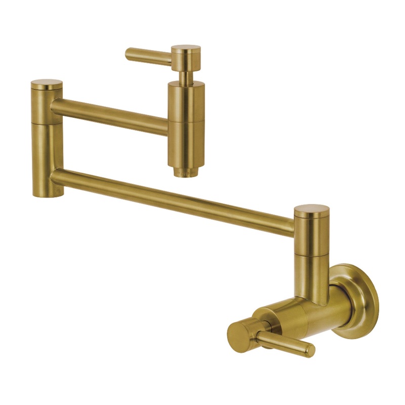 Kingston Brass KS8107DL Concord Wall Mount Pot Filler Kitchen Faucet, Brushed Brass