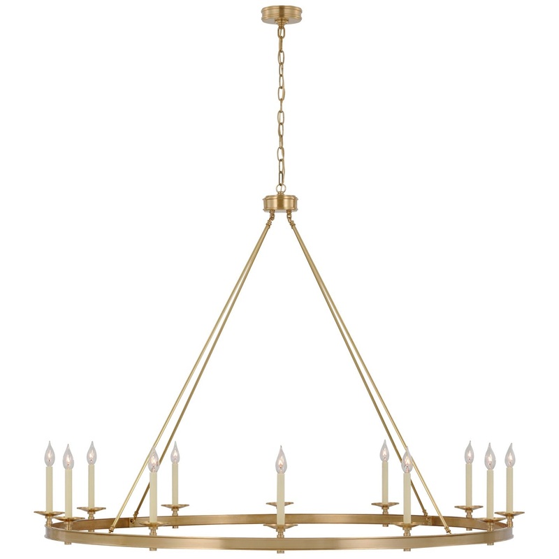 LED Chandelier from the Launceton Collection in Antique-Burnished Brass Finish by Visual Comfort Signature