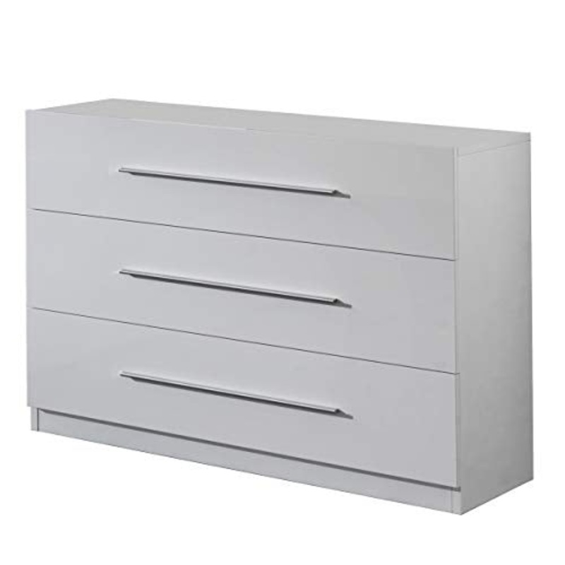 Letto Facile MF Cassettiera Star Bianco Lucido 3 cassetti, 77 x 100 x 43 cm