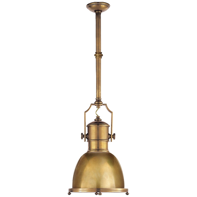 One Light Pendant from the Country Industrial Collection in Antique-Burnished Brass Finish by Visual Comfort Signature