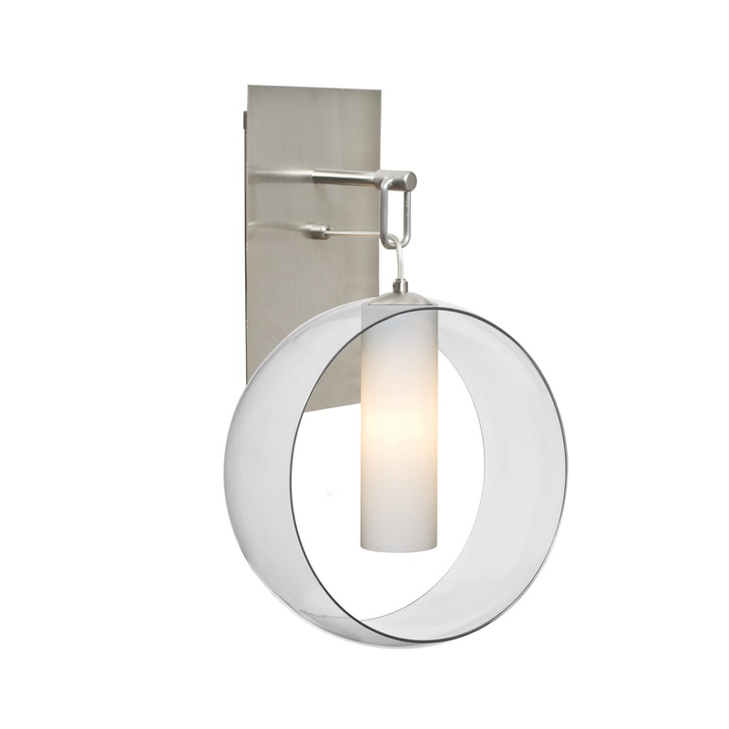 One Light Wall Pendant from the Plato Collection in Satin Nickel Finish by Besa
