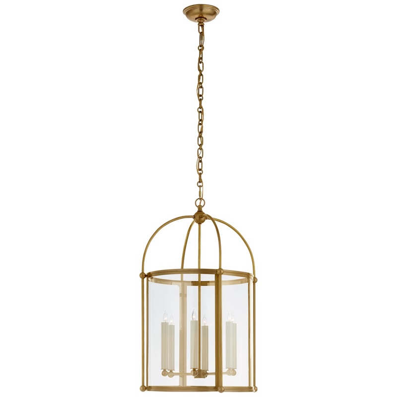 Six Light Lantern from the Riverside Round Collection in Antique-Burnished Brass Finish by Visual Comfort Signature