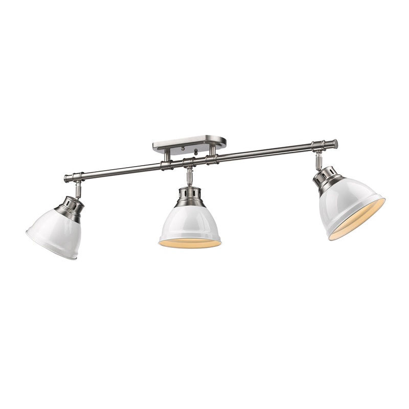 Three Light Semi-Flush Mount from the Duncan Collection in Pewter Finish by Golden