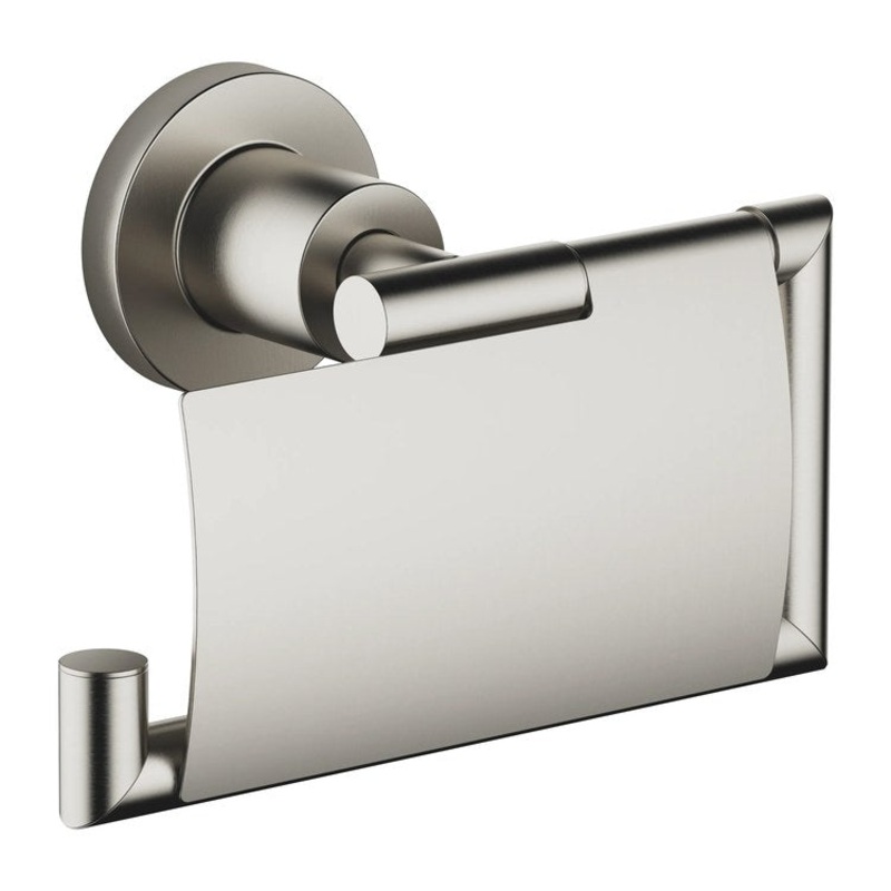 Toilet Paper Holder TARA with Cover Brushed Platinum Brass Alloy 3 Inch Wall Mount
