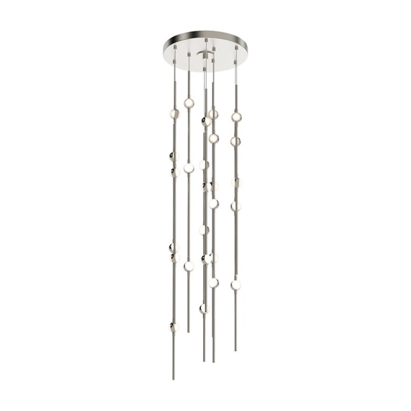 Constellation Andromeda Short 12″ Round LED Pendant Satin Nickel with White Optical Acrylic 2700K 20′ Adjustable Cord