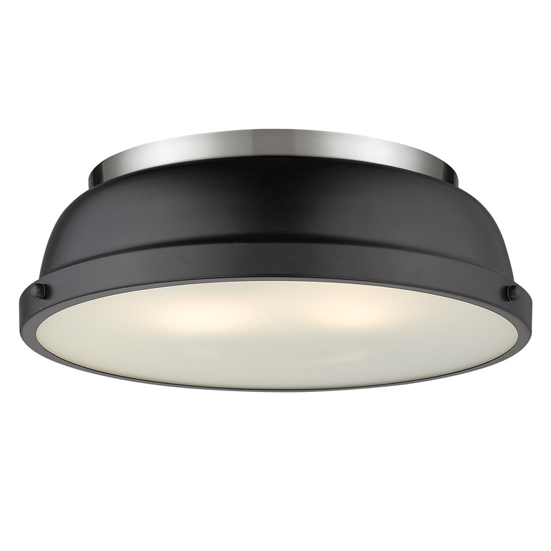 Duncan 14″ Flush Mount in Pewter with a Matte Black Shade
