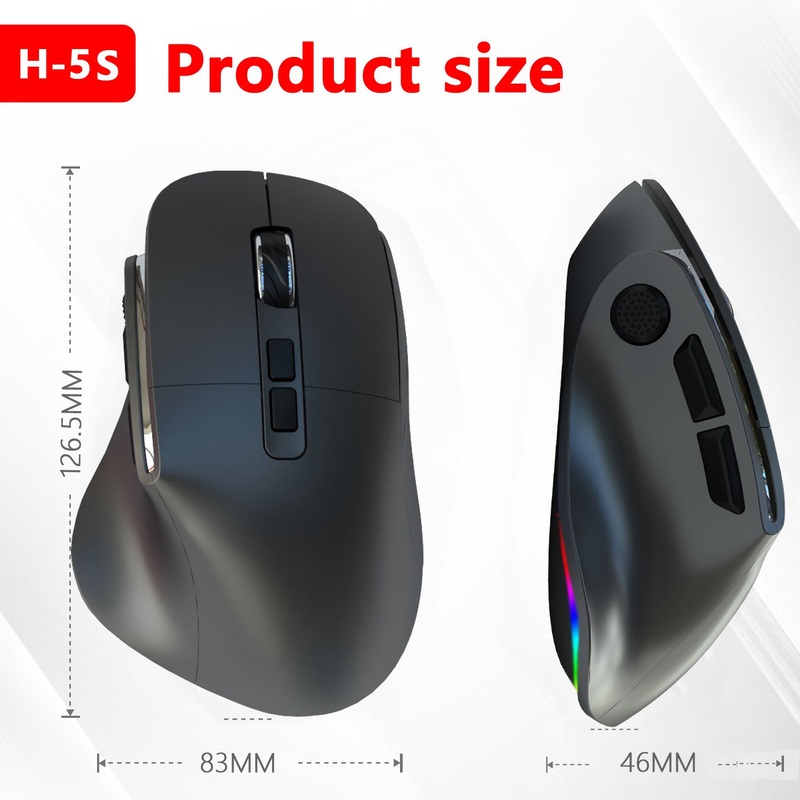 Ergonomic Vertical Wireless Mouse – Dual Mode (2.4G + Bluetooth), RGB Light, Rechargeable 500mAh Battery(Pink)