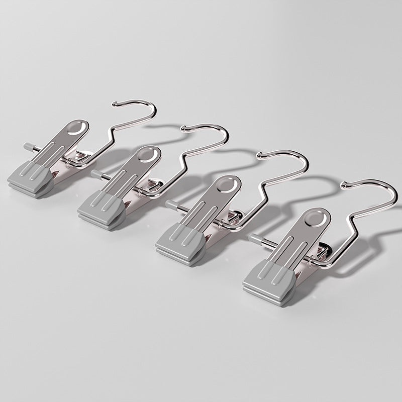 Gray Stainless Steel Hanging Clips (35 PCS) – Strong Grip for Pants, Hats, Socks, Laundry
