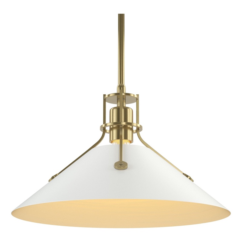 Henry Medium Steel Shade Pendant Modern Brass White