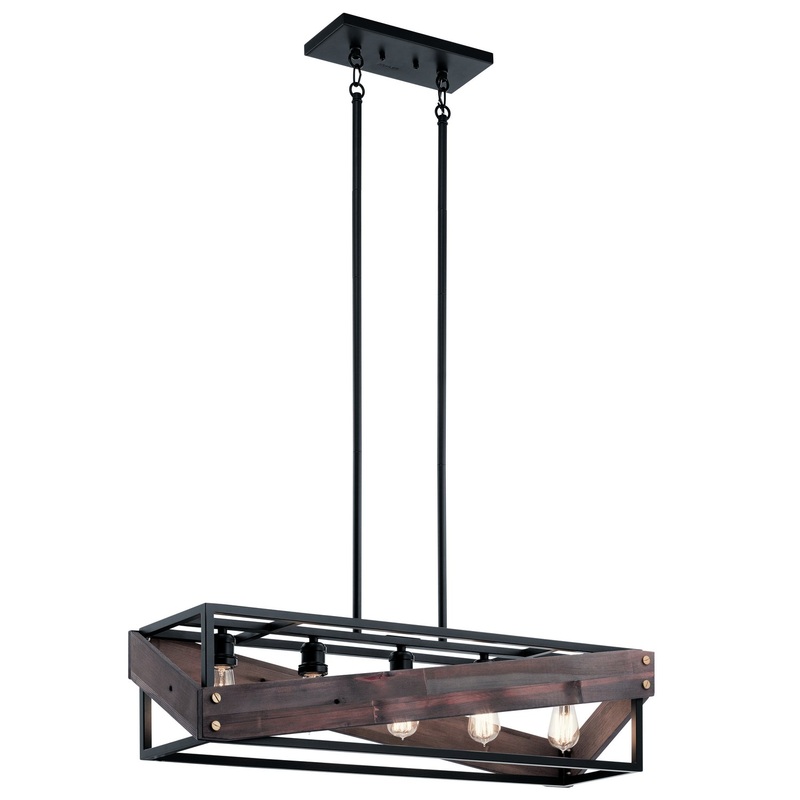 Kichler 44222BK Five Light Linear Chandelier, Black