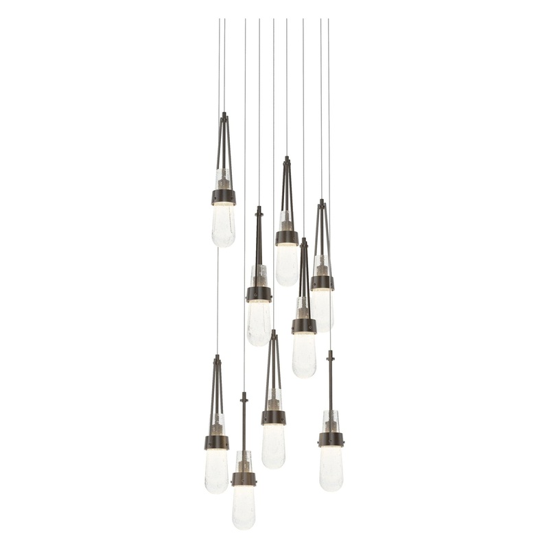 Link 9-Light Blown Glass Pendant Oil Rubbed Bronze Clear Bubble Glass (YG)