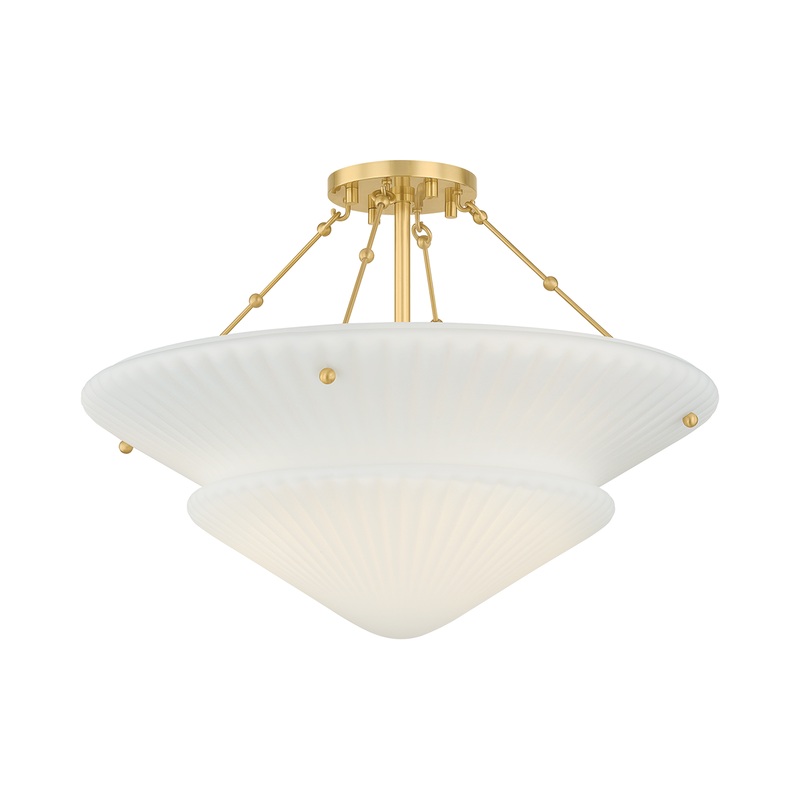 Loburn 3-Light Semi Flush Mount Aged Brass