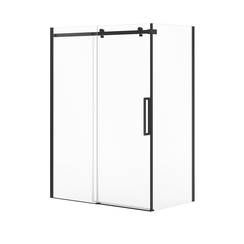 MAAX 136543-810-340-000 Halo Pro GS Return Panel for 36 in. Base with GlassShield glass in Matte Black