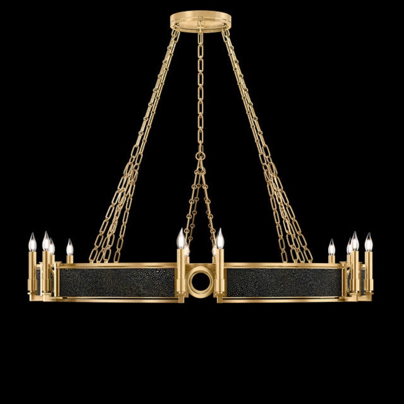 Mirage 49.75″W Round Chandelier Black Iron/Nickel/Black Knight