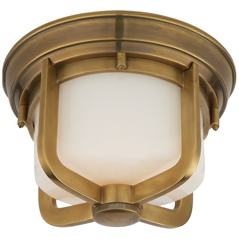One Light Flush Mount from the Milton Collection in Hand-Rubbed Antique Brass Finish by Visual Comfort Signature