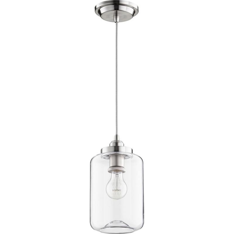 One Light Pendant from the Clear Filament Pendants Collection in Satin Nickel Finish by Quorum
