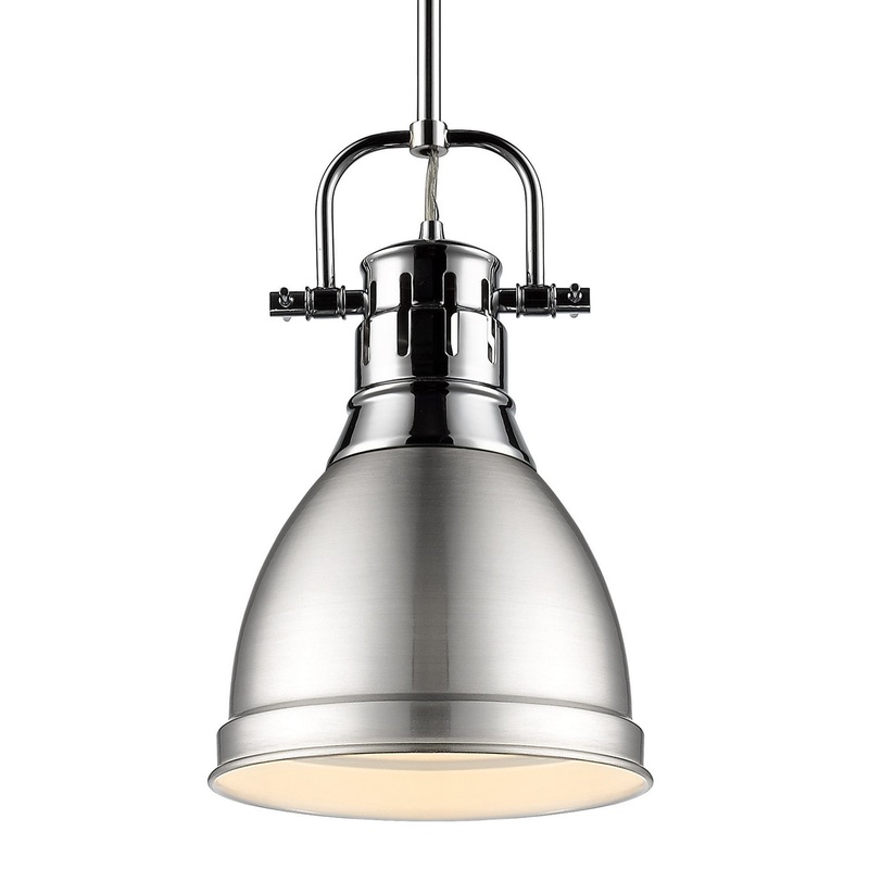 One Light Pendant from the Duncan Collection in Chrome Finish by Golden
