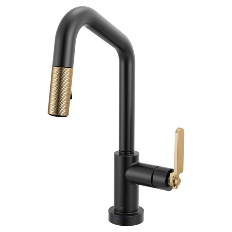 Prep Faucet Litze Smarttouch 1 Industrial Handle ADA Matte Black/Brilliance Luxe Gold Pull Down Dual Function Angle 360 DEG Swivel 1.8 Gallons per Minute