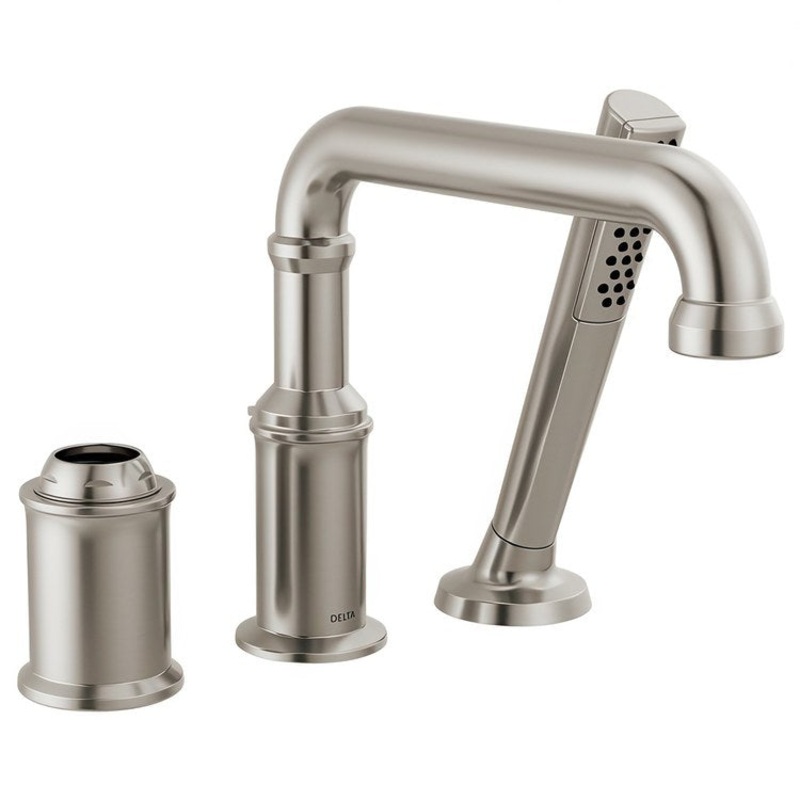 Roman Tub Filler Broderick with Handshower 8 Inch Spread Less Handle Lumicoat Stainless