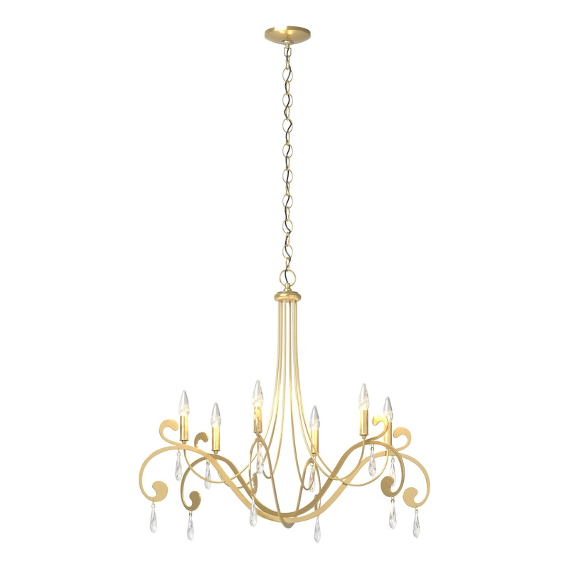 Stella 6-Arm Chandelier Modern Brass
