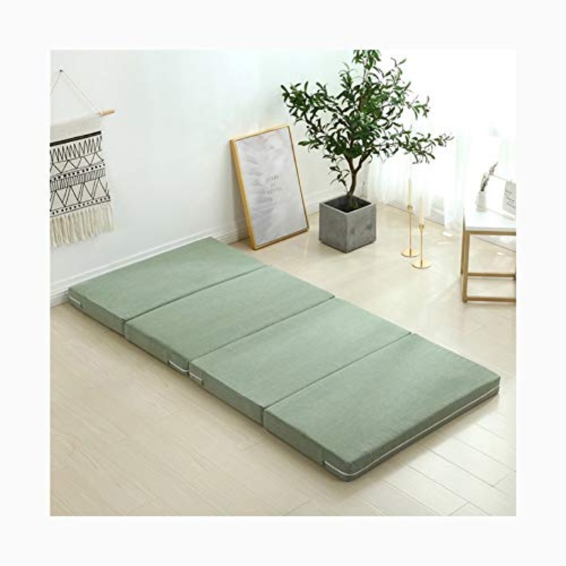 YANGLY 10 Centimetri di Spessore Multifunzionale Materasso Pieghevole Fold 4 Materasso for Pausa Pranzo Mats, Mats Gioco, Tatami, Letti A Castello (Color : Light Green, Size : 59x79inch)