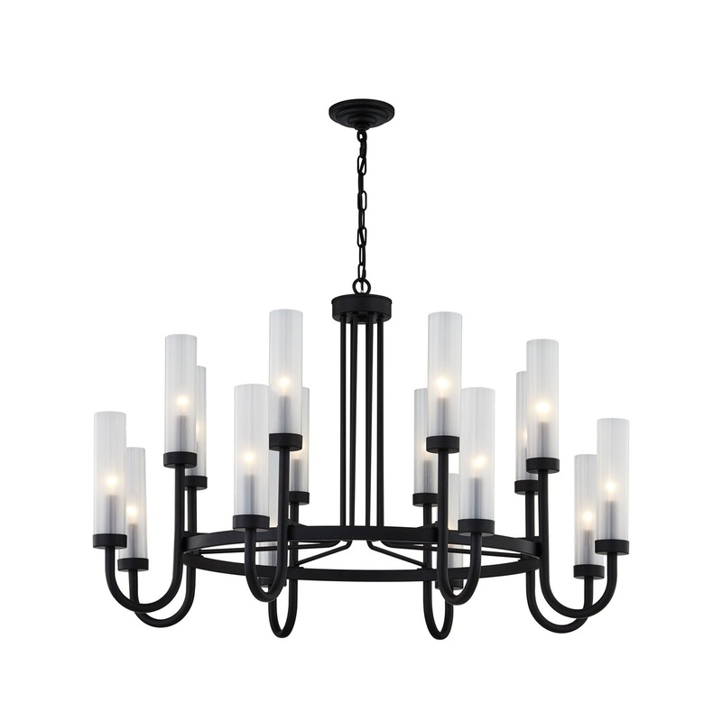 16 Light Chandelier from the Anchor Collection in Matte Black Finish by Justice Designs