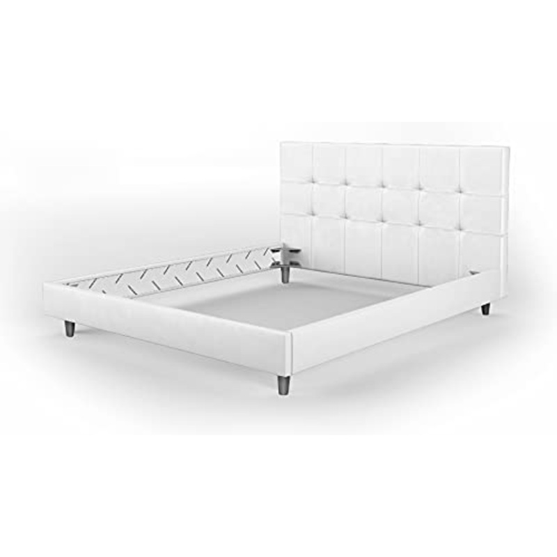 BIBI RELAX Letto Matrimoniale Imbottito in Ecopelle | Testiera Imbottita, Telaio Ideale per Tutti i materassi 160 x 190 cm: Memory Foam, Poliuretano, Lattice o a Molle. 100% Made in Italy