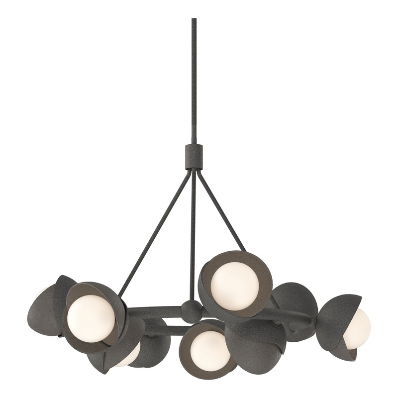 Brooklyn 9-Light Double Shade Ring Pendant Natural Iron Dark Smoke