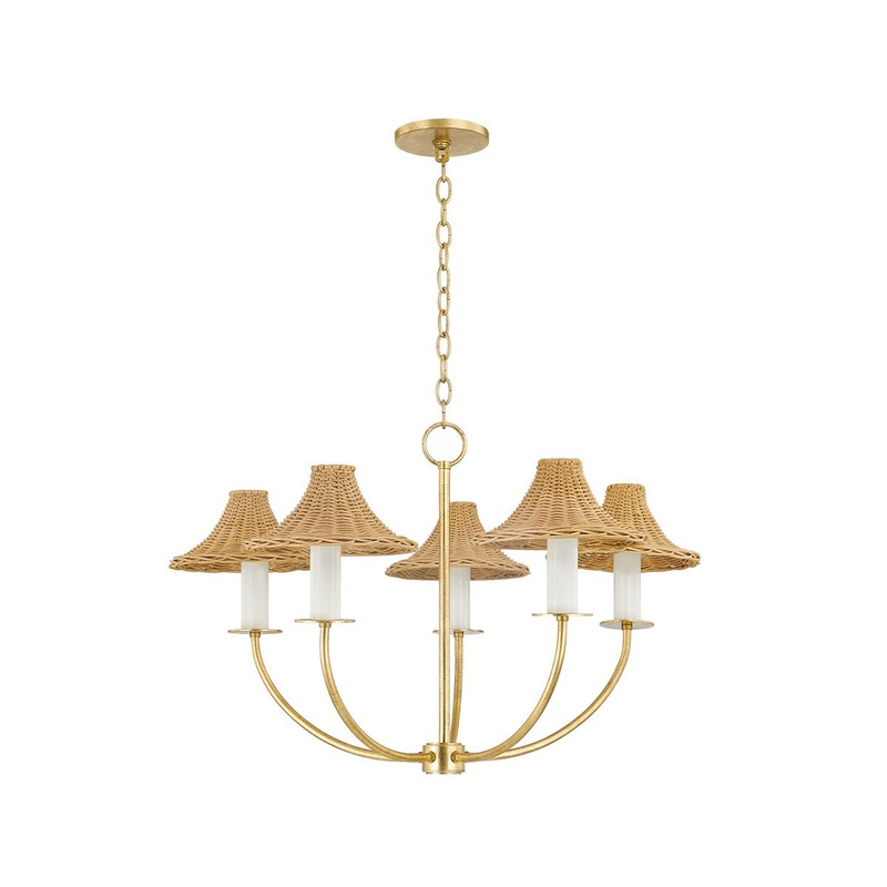 Five Light Chandelier from the Twila Collection in Vintage Gold Leaf Finish by Mitzi