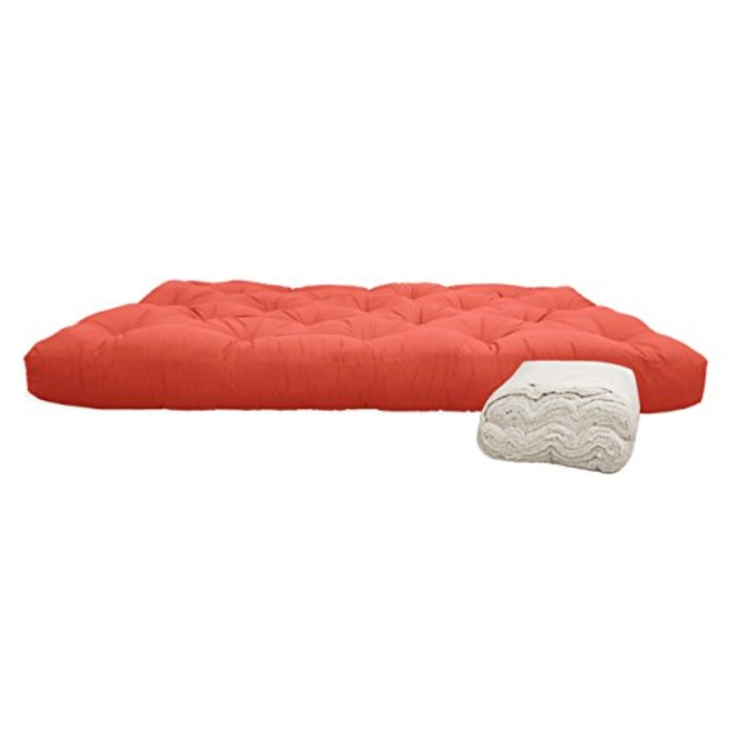 Futon Cotone, Colore Rosso, 140x200x14 cm.