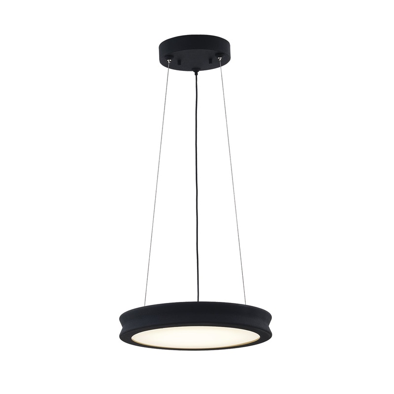 LED Pendant from the Bevel Collection in Matte Black – Textured Finish by Justice Designs