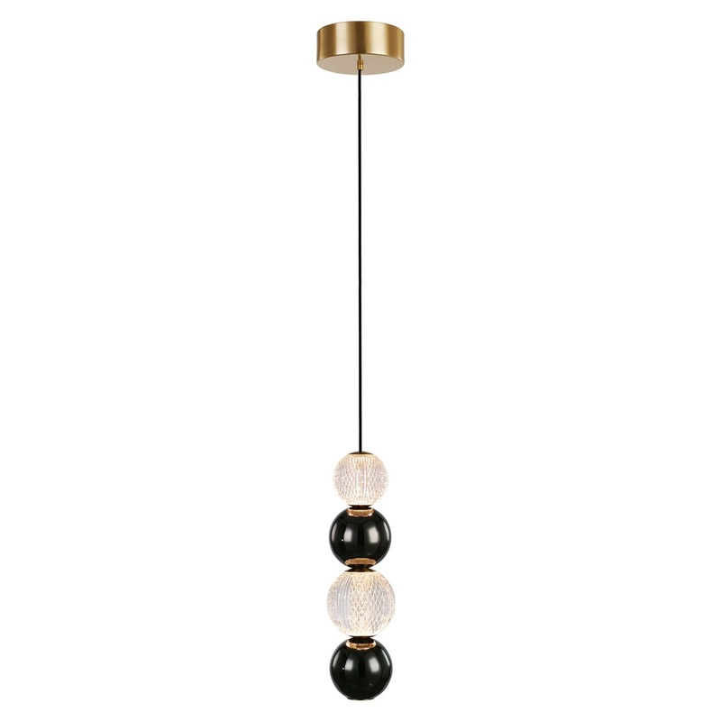 LED Pendant from the Onyx Collection in Natural Brass|Polished Nickel Finish by Alora