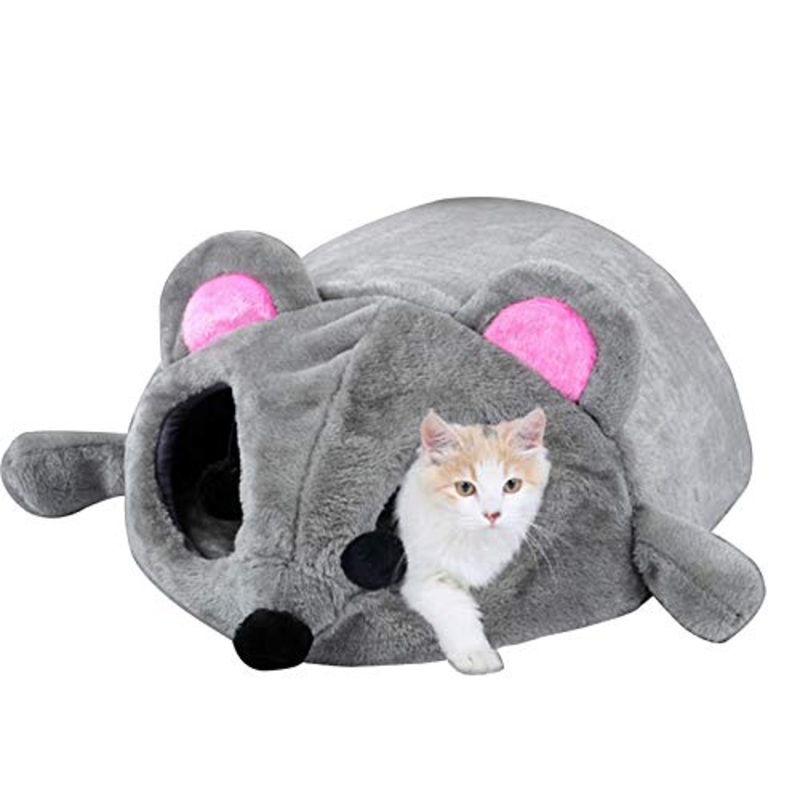 LouisaYork – Caldo cuccia per gatti in pile, morbido e antivento, caldo e caldo, per gattini e cani di taglia media (forma di topo)