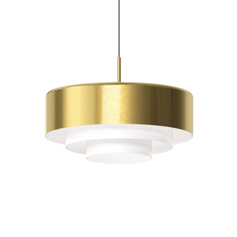 Modern Tiers 20″ Flat LED Pendant Brass Finish