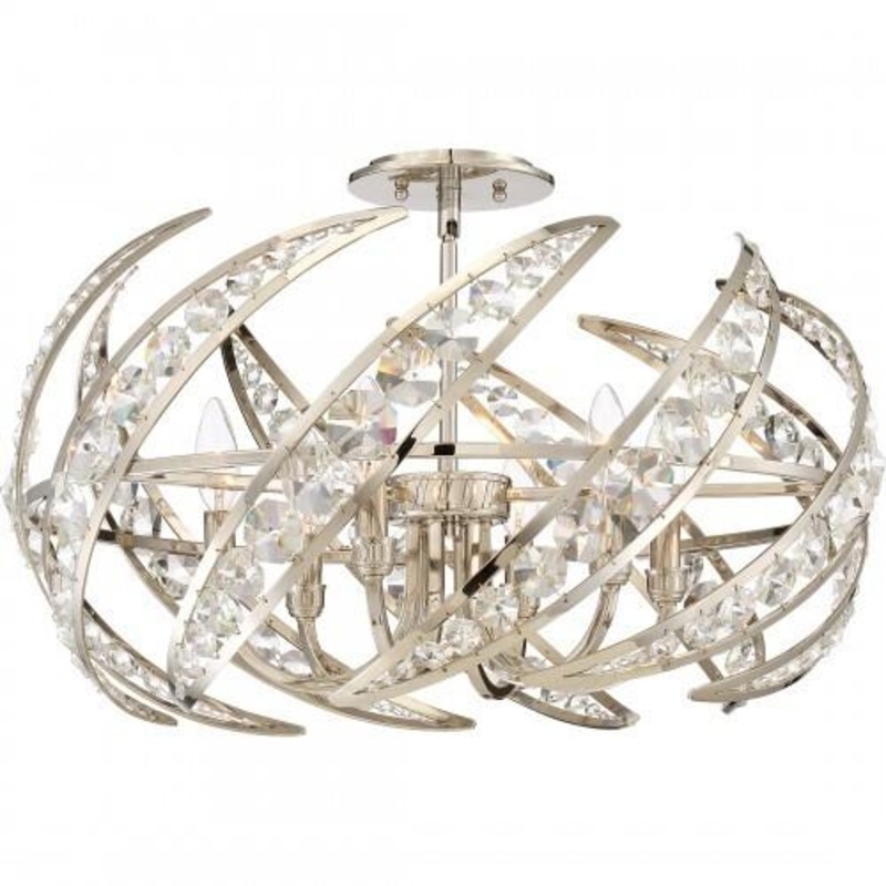 Quoizel PCCN1724PK Crescent Semi flush mount 6 lights polished nicke Semi-Flush Mount