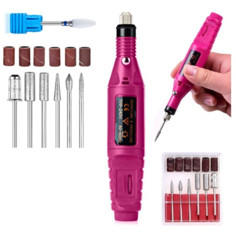 Regular Set With Corn Head Portable Electric Nail Drill Kit – USB Manicure Pedicure Polishing & Shaping Tool Set
