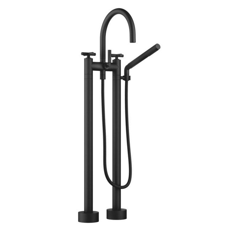 Tub Filler TARA Freestanding Mixer with Handshower 5-7/8 Inch Spread 3 Cross/Lever Matte Black