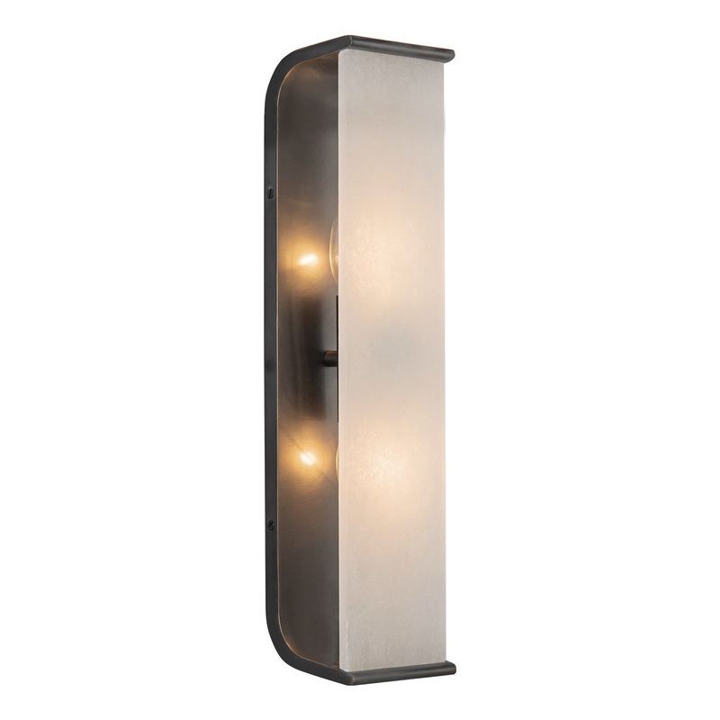Two Light Vanity from the Abbott Collection in Urban Bronze/Alabaster Finish by Alora