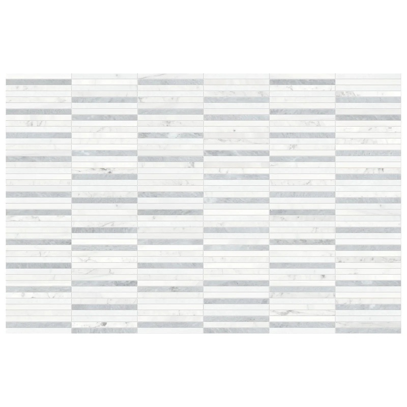 Utopio 1/2″ x 6″ In Stacked Polar Honed Natural Stone Waterjet Mosaic