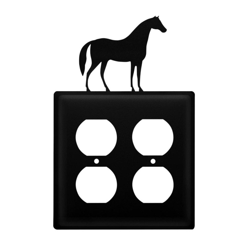 Village Wrought Iron EOO-68 Double Horse Double Outlet Cover