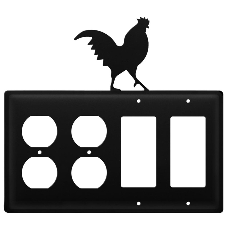 Village Wrought Iron EOOGG-1 Quad Rooster Double Outlet and Double GFI Cover CUSTOM Product