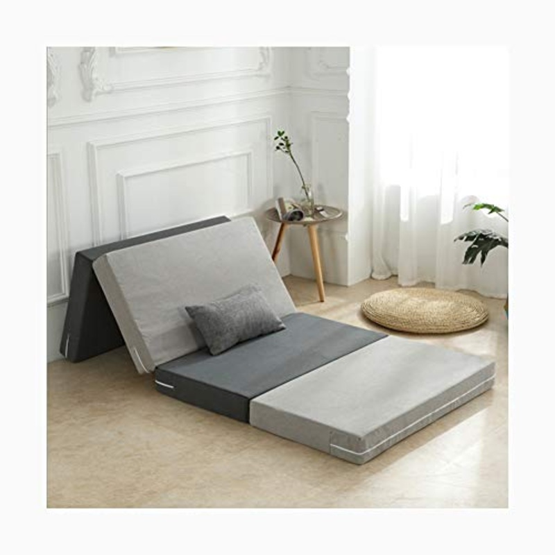 YANGLY 10 Centimetri di Spessore Multifunzionale Materasso Pieghevole Fold 4 Materasso for Pausa Pranzo Mats, Mats Gioco, Tatami, Letti A Castello (Color : Striped Gray, Size : 24x79inch)